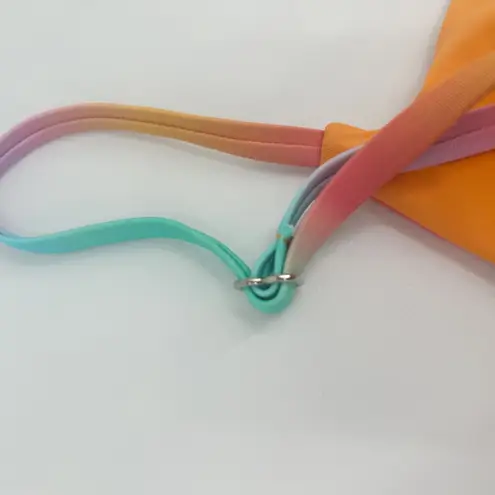 Dippin Daisy's Womens Tranquil Tie Front Bikini Top Rainbow Ombre Aura Size S