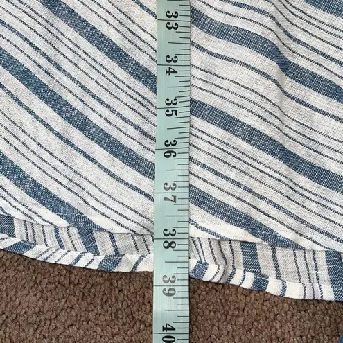 Ava & Viv Womens Striped Linen Blend Button Front Summer Shirt Dress Blue 2X NWO