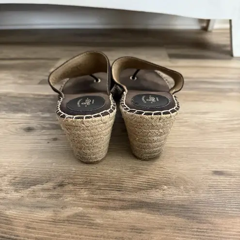 G.H. Bass & Co Black Canvas Espadrille Wedge Thong Sandals Women’s Size 9M