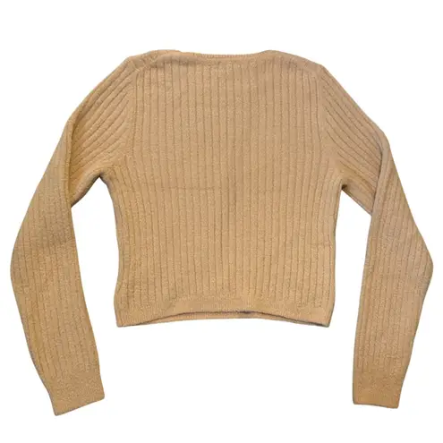 EXPRESS  Ribbed Knit Sweater Camel Tan Long Sleeve Pullover Women's Medium - Image 2