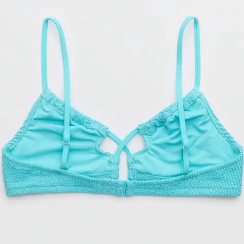 Aerie  • NWT Shimmery Crinkle Lace Up Scoop Bikini Top “Springs” Turquoise Blue thumbnail 2