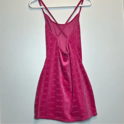 SKIMS KIM KARDASHIAN Hot Pink Velour Logo Mini Dress