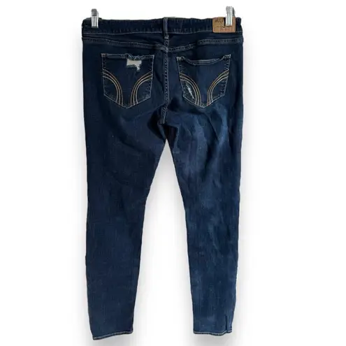 Hollister  Womens Jeans Sz 11R Super Skinny‎ Dark Blue 30x31 Ripped Distressed