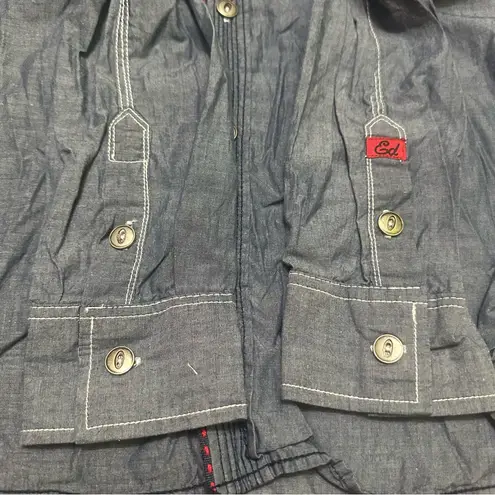 Ed Hardy  Women’s Blue Denim Shirt size L thumbnail 11