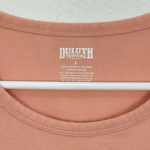 Duluth Trading Co Womens Long Sleeve Cotton Spandex T Shirt Coral Peach Pink Size L