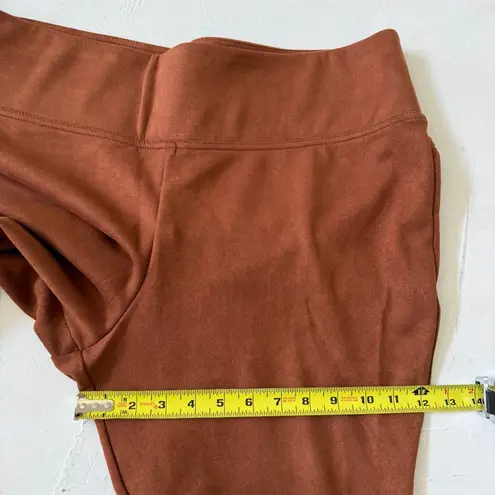 Slim Factor By Investments Women's Plus Pants Faux Suede Fringe Size 1X Brown