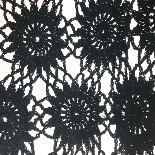 Crochet Tank Top Floral Black Sparkle S/M