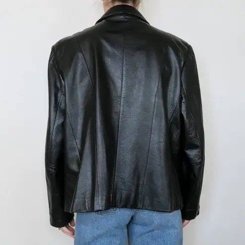Preston & York Vintage 90s Black Leather Blazer Jacket