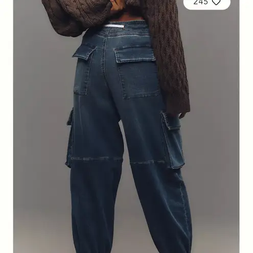 Pilcro Anthropologie High Rise Cargo Jogger Denim Knit Stretchy Jeans Smal