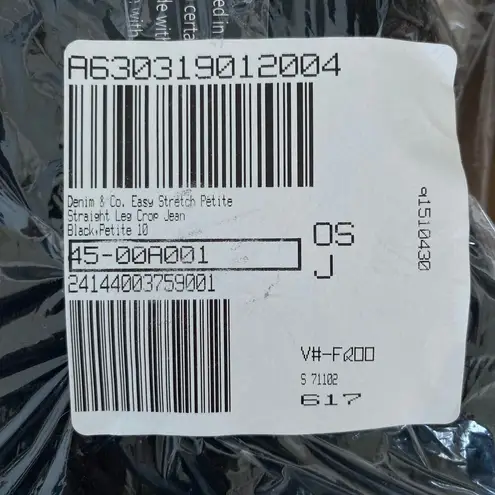 Denim & Co NWOT Easy Stretch Straight Leg Crop Jeans Size 10 Petite Black