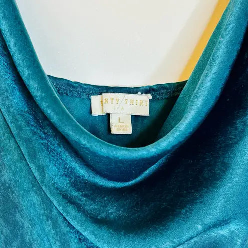 Emerald Green Midi Slip Dress with Fringe at Bottom Hem size Large