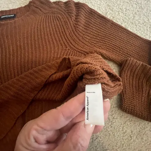 American Apparel  Aslan Sweater Size Small Long Sleeve Crop Brown Light Sweater‎ - Image 6