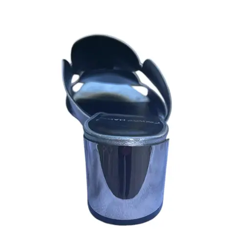 Pierre Hardy Bulles Leather Mule Sandals Silver Metallic Chrome Block Heels US 8