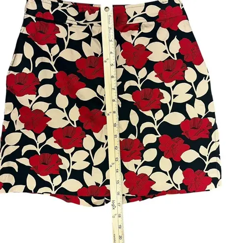 Ashworth Womens Floral Print Skort Size 6 Red, Black, & Beige