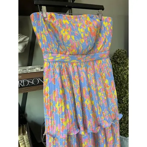 Amur Laine Tiered Floral Evening Gown Painter Scaevola Womens Size 6 Pink