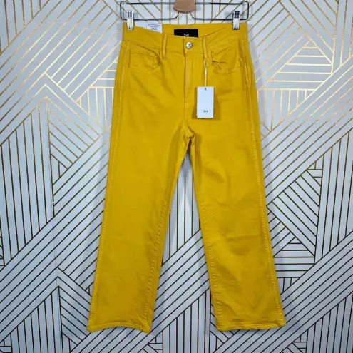 3x1 W4 Shelter Jeans Pants Wide-Leg Crop Vintage Overdyed Denim Yellow Size 23