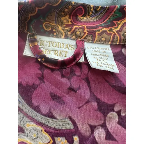 Vintage Victoria’s Secret Robe Floral Satin Y2K Lingerie Glam Coquette M/L Size L