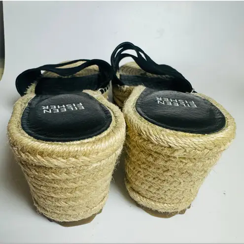 Eileen Fisher  wedge sandals black sz 8 women's Beige Espadrille Wedge