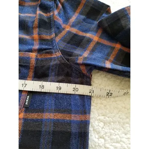 prAna Women's Golden Canyon Flannel Shirt 100% Organic Cotton Rich Sapphire Sz S