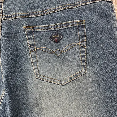 Angels Vintage Y2K 90s Floral Stitchwork Sequin High Rise Flare Leg Petite Jeans