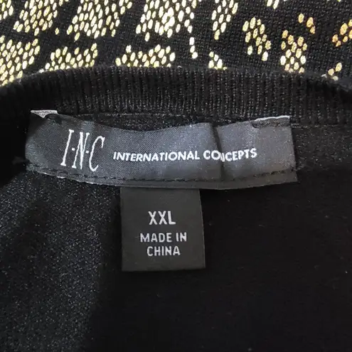 INC International Concepts Glitterati Metallic Black & Gold Wrap Dress XXL