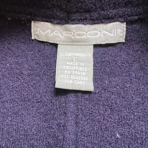 Vintage MARCONI Women's Purple Wool Open Front Cardigan Jacket Size L Size L