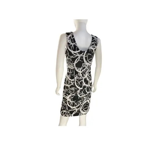 Connected Apparel Sleeveless Dress Black White Abstract Print Casual Career Party