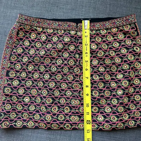 GRYPHON New York Black Floral Neon Silk Mini Skirt Pink Size XS