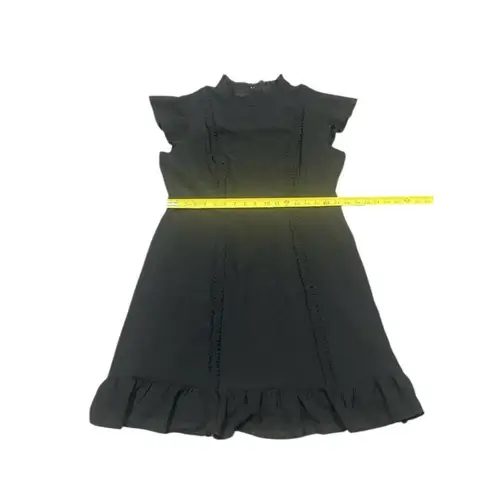 Adrienne Papell Dress 16 Black Mock Neck Flutter Cap Sleeve Sheath Chiffon NWT