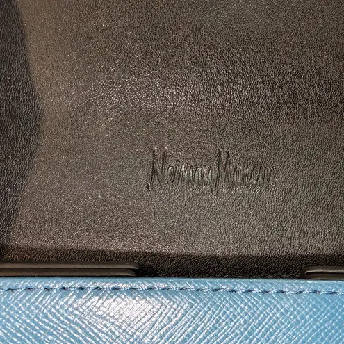 Neiman Marcus  Leather Color Block Wallet Crossbody Brown/Blue