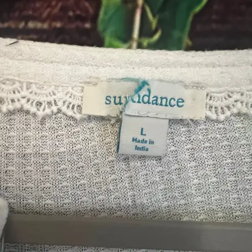 Sundance Waffle Knit Embroidered Long Sleeve Shirt Large Floral Top Blouse Flowy