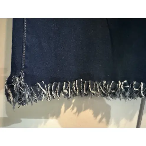 H&Y Fashions Frayed Flare Bell Bottom Distressed Dark Wash Jeans Women’s Sz XL Blue