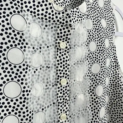 J Crew Women's Sleeveless Scalloped Embellishment White Polka Dots Circles Size 00