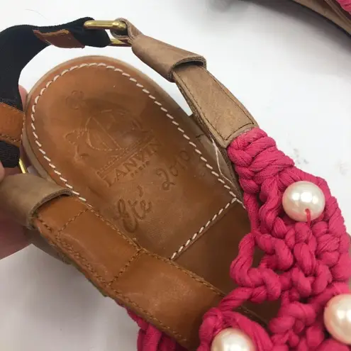 NEW Lanvin Pink Crochet Pearl T