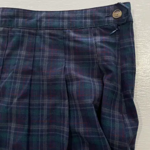 American Eagle New  Plaid Pleated Skirt Navy Blue Size 14