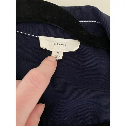 A loves A Dark Navy Blue Utility Tortoiseshell Button-down Short-sleeved Shirt Top M