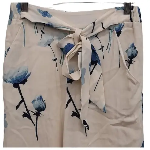 Aritzia Wilfred Cropped Slacks Size Small White & Blue Lightweight Trousers