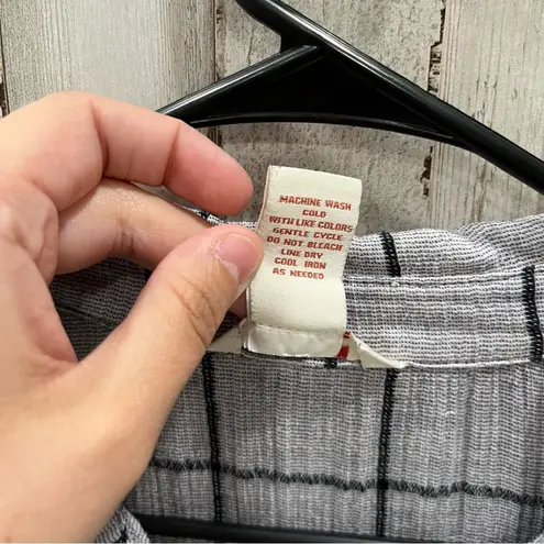 Sundance Grey Black Windowpane Check Dress Tunic Top Cotton Hi Lo