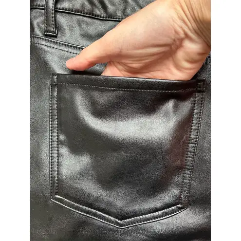 Women's Black Vegan Leather Pleather Pants Size 18 High Rise Boot Cut