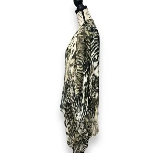 Karen Kane M/L Sheer Leopard Animal Print Kimono Cardigan Drape Cover Up NWT