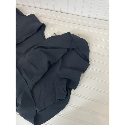 Aerie NWT OFFLINE by  Ribbed Cut Out Romper Dress Black Sleeveless Mini Size M