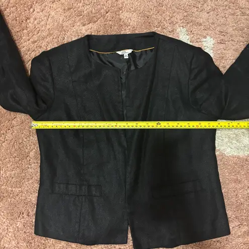 LL Bean Vintage Linen Cropped Jacket Blazer Black Sz 4 Preppy Classic