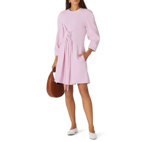 Tibi Lace-Up Crepe Midi Dress Purple Lilac Size 8