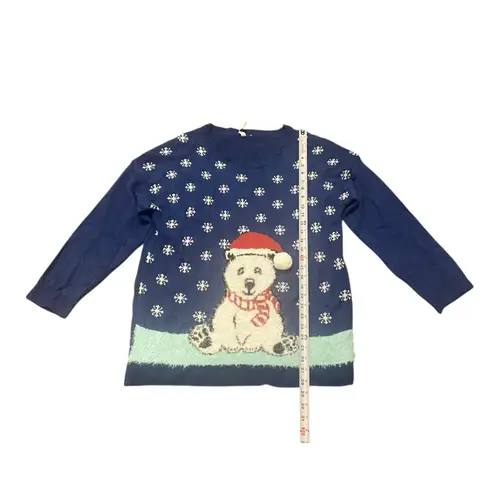 Notations NWT Christmas Holiday Ugly Sweater Womens Blue Polar Bear Snow Size XL