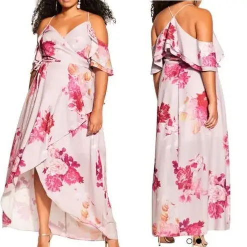 City Chic New! Sakura love maxi floral dress lilac/pink/magenta, size 18