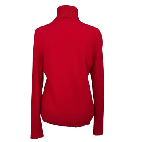 Victor Alfaro 100% Cashmere Turtleneck Sweater Ribbed Trim Red Size Large