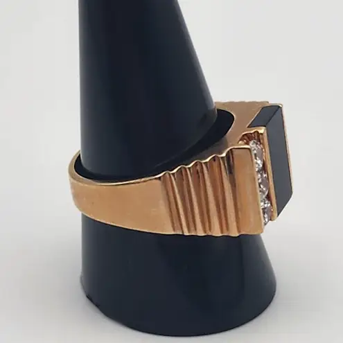 Park Lane Gold Tone Onyx & CZ Ring (11)