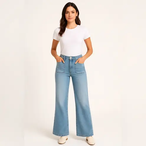 Jordache Women’s Wide-Leg Jeans – Size 8 – Light Wash Denim