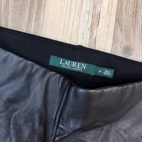 Ralph Lauren Lauren  PANELED FAUX-LEATHER LEGGINGS in BLACK sz 2.