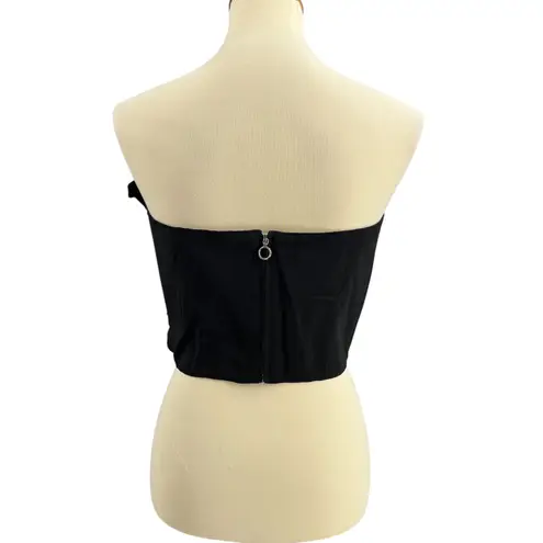 Sandro Paris Black Ruffled Strapless Bustier Top Night Out Party Size 3 / Large